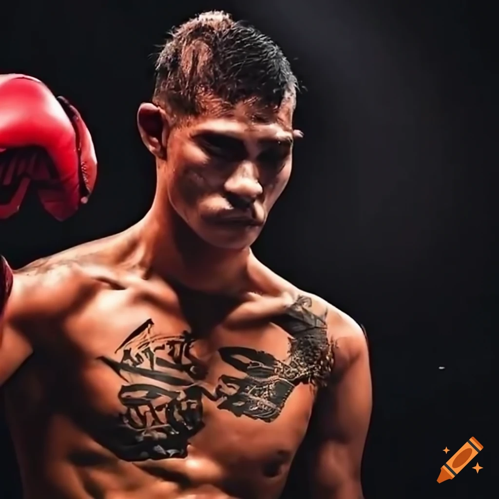 intense Muay Thai match in the ring with Superheros