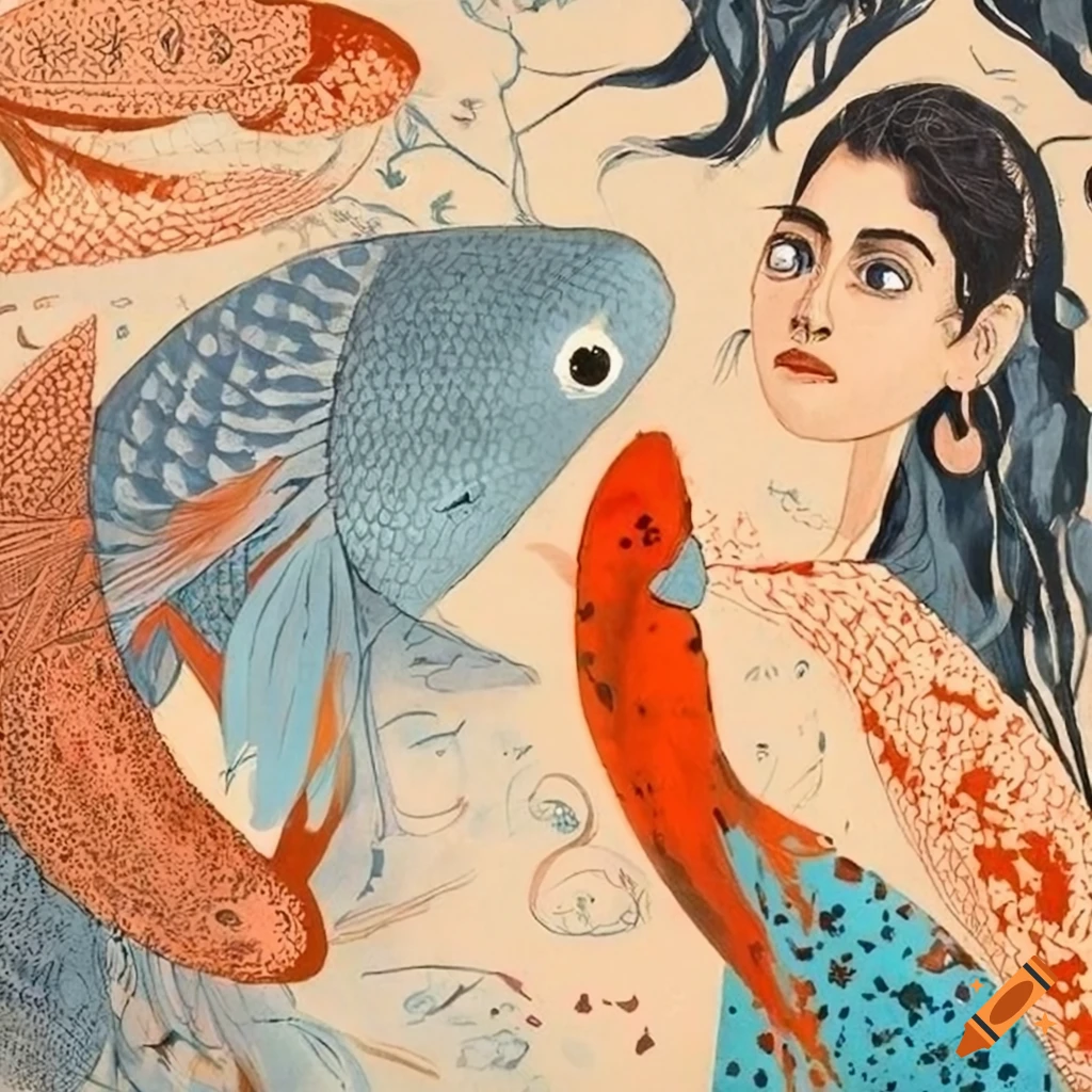 RITHIKA MERCHANT's koi fish woman artwork