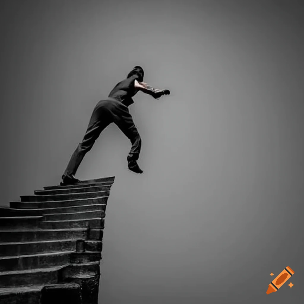 symbolic image of a man climbing stairs