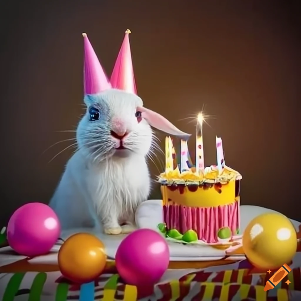 adorable bunnies celebrating a birthday