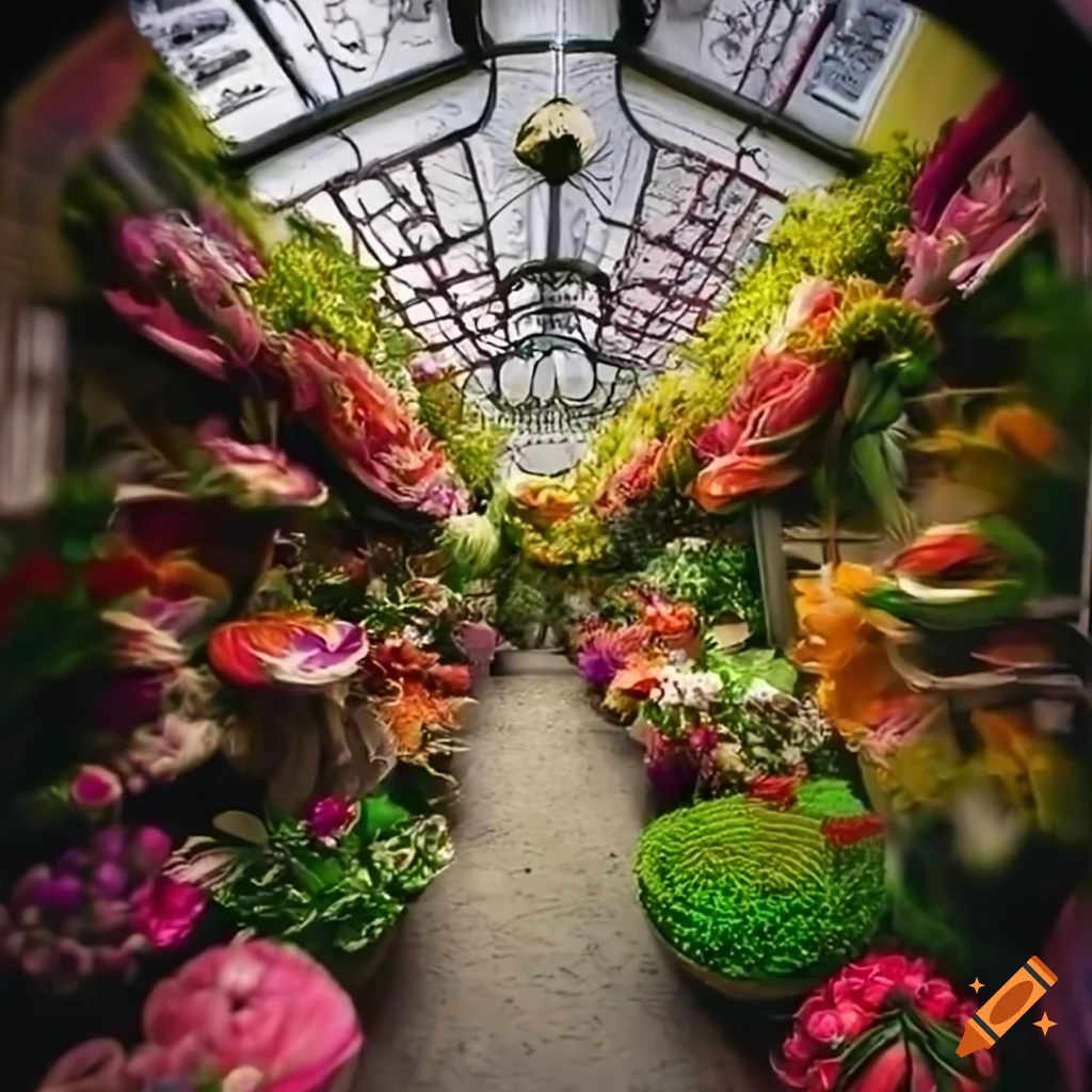 360 degree photo of a flower shop in the 1920s
