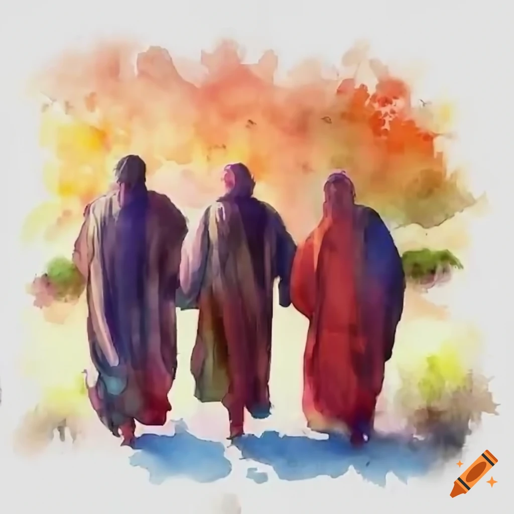 biblical scene of apostles walking together
