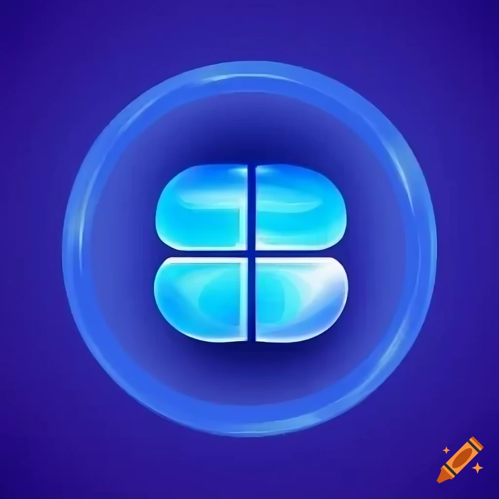Reflective blue Windows 11 logo on Craiyon