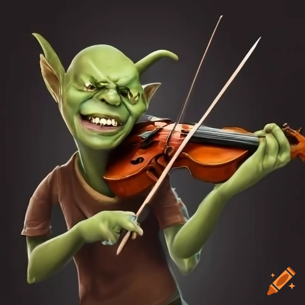 jovial goblin playing a violin