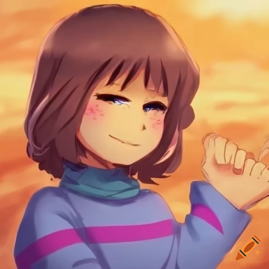 Frisk and Toriel watching the sunset together