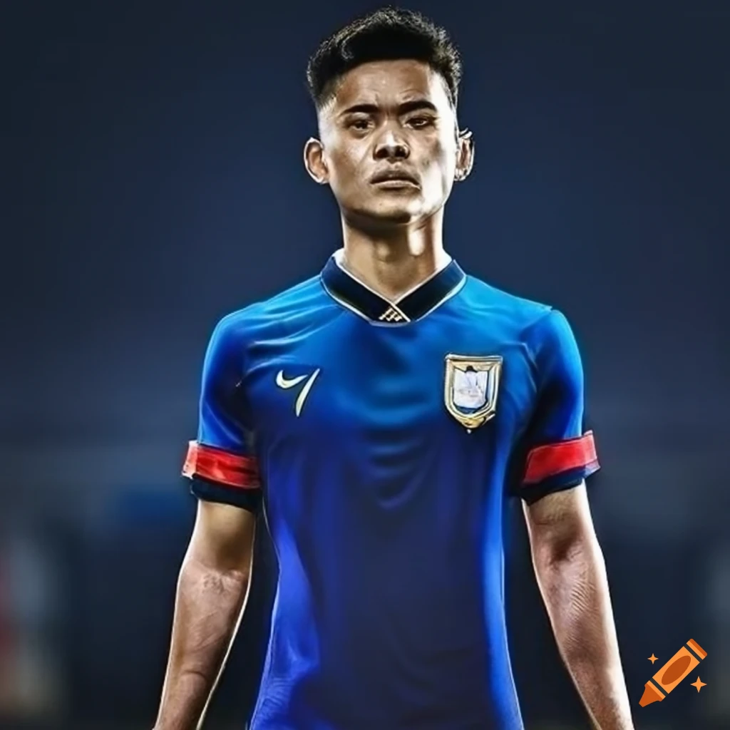Thailand national soccer team jersey with navy blue and gold accents