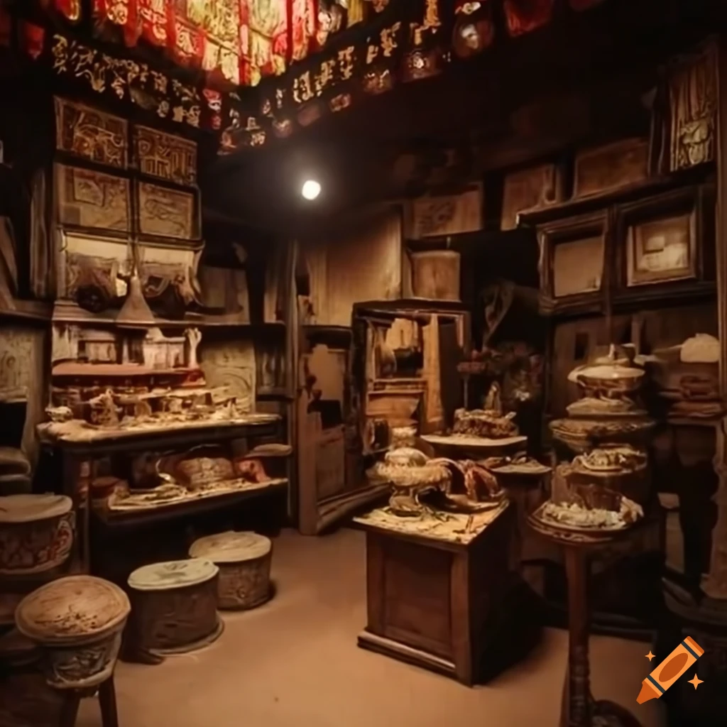 dusty interior of a Chinese antiquities shop