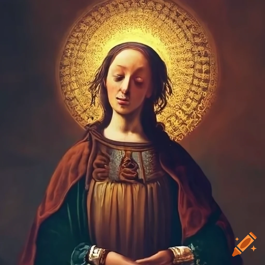 Renaissance painting of a ham with a halo