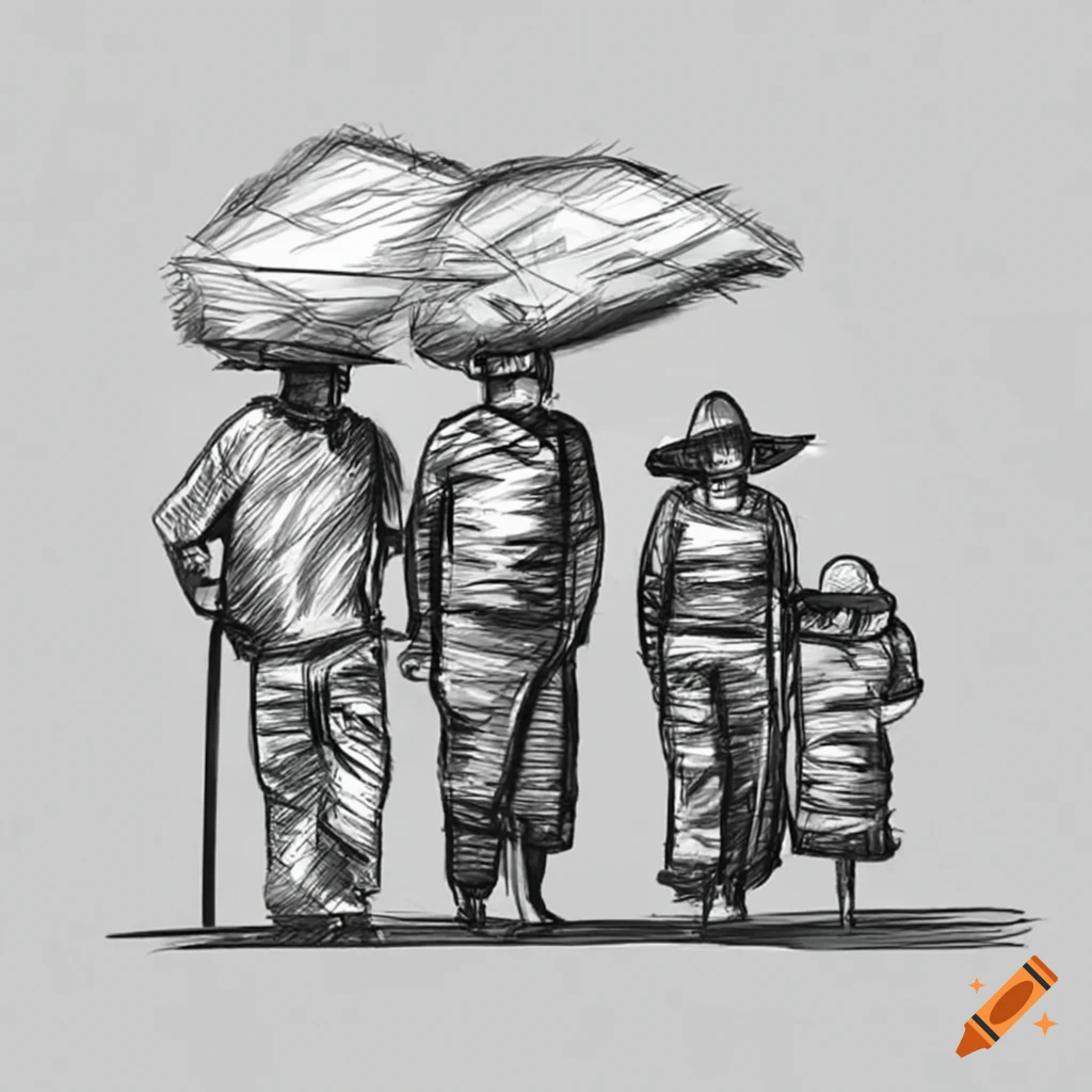imagen de una familia campesina en una villa pobre