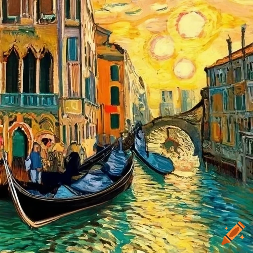 Vincent van Gogh's painting of a gondola in Venice