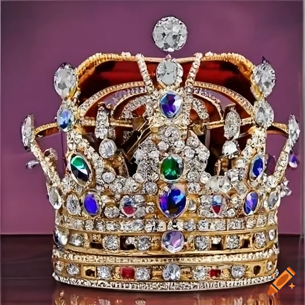extravagant royal coronation crown with rare gems and diamonds