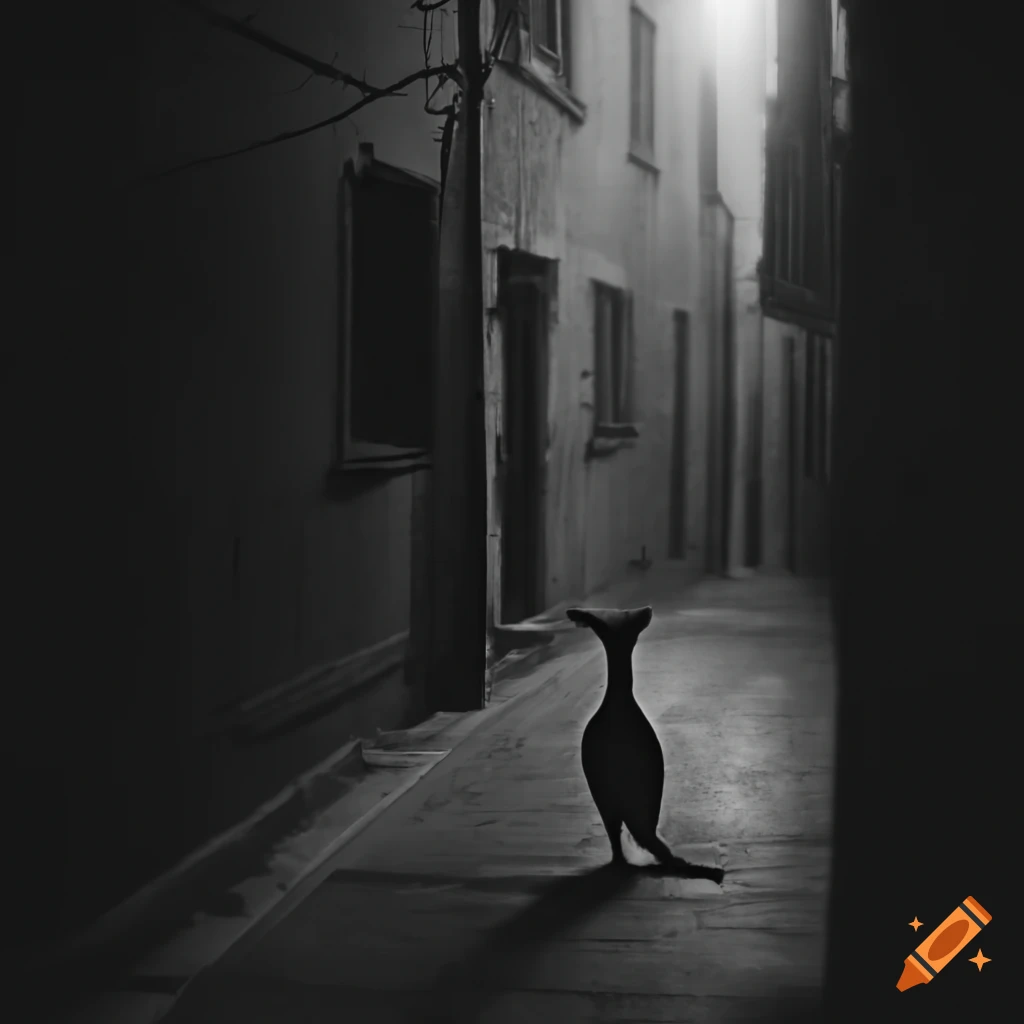 kangaroo in a dark alleyway