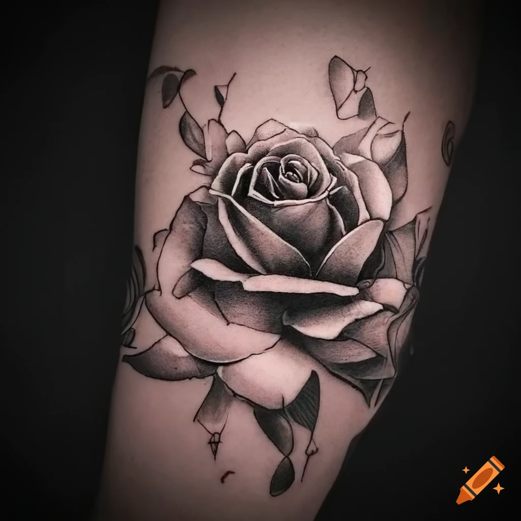fine line art tattoo of multiple roses