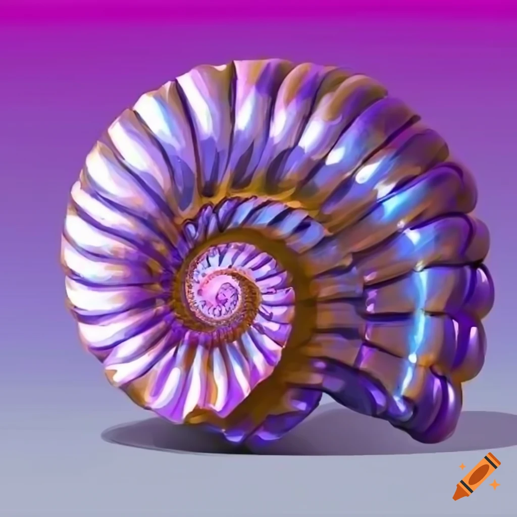 cartoon illustration of a shiny purple seashell
