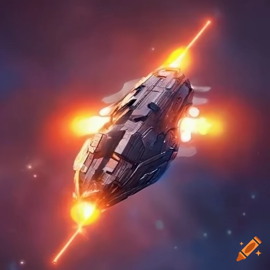 sci-fi starship soaring through space