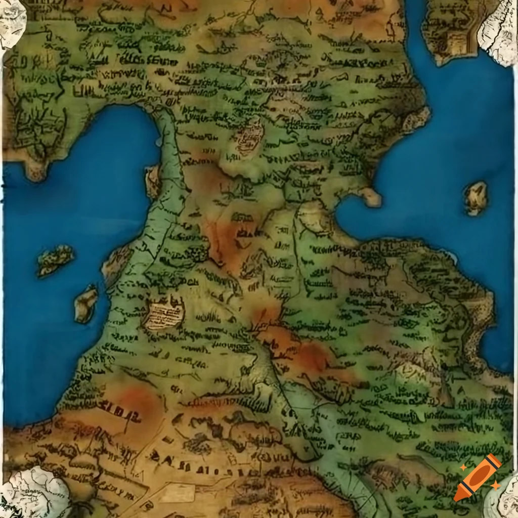 small landscape map of ancient Greek fantasy world