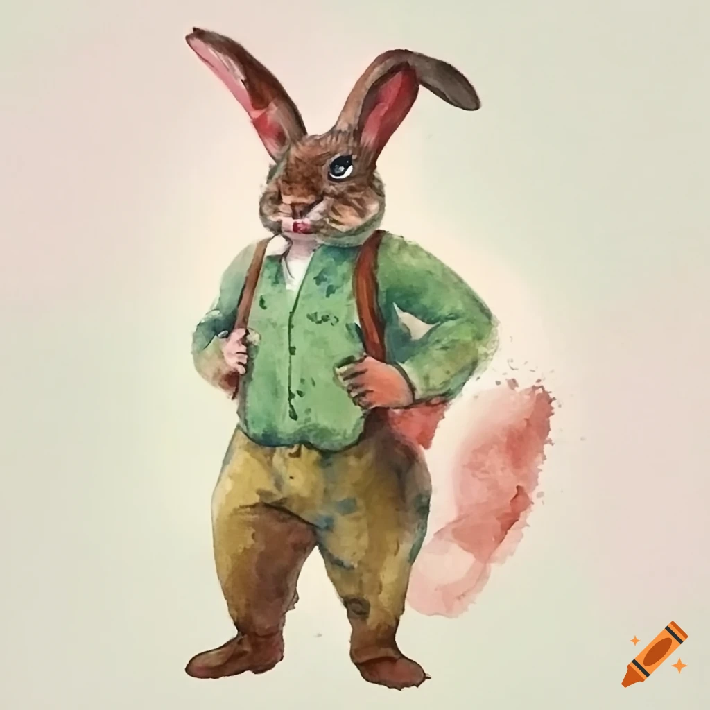 anthropomorphic male rabbit with pink fur
