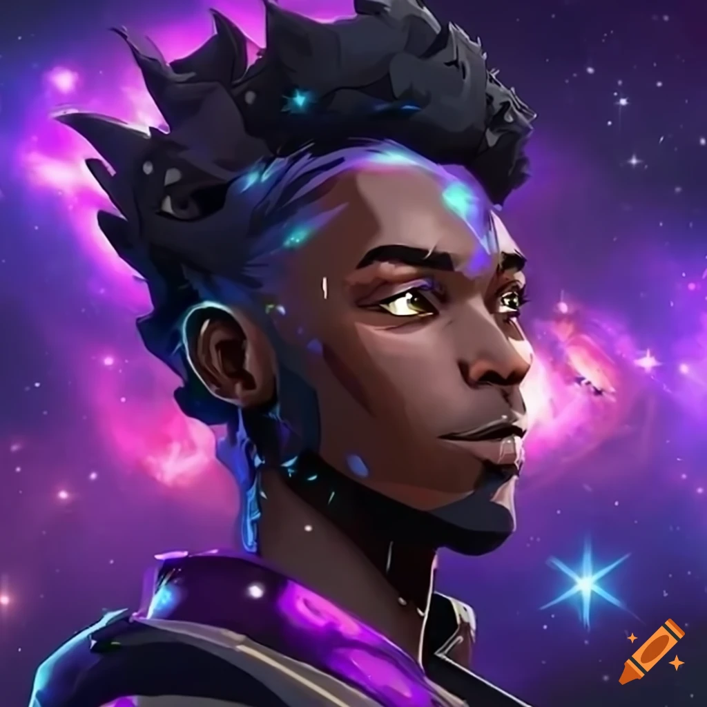 image of a stylish black man in galaxy-themed athletic wear