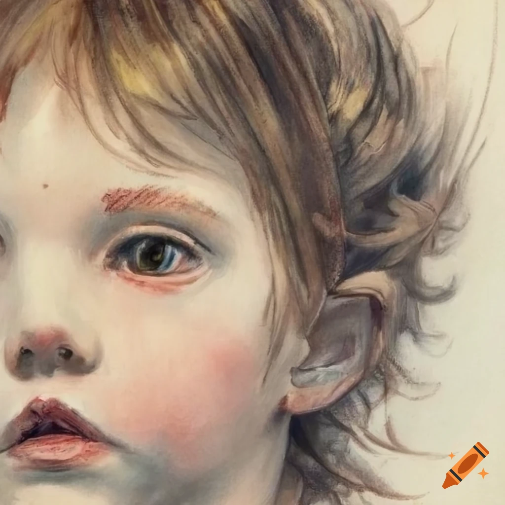 detailed pencil portrait of a child