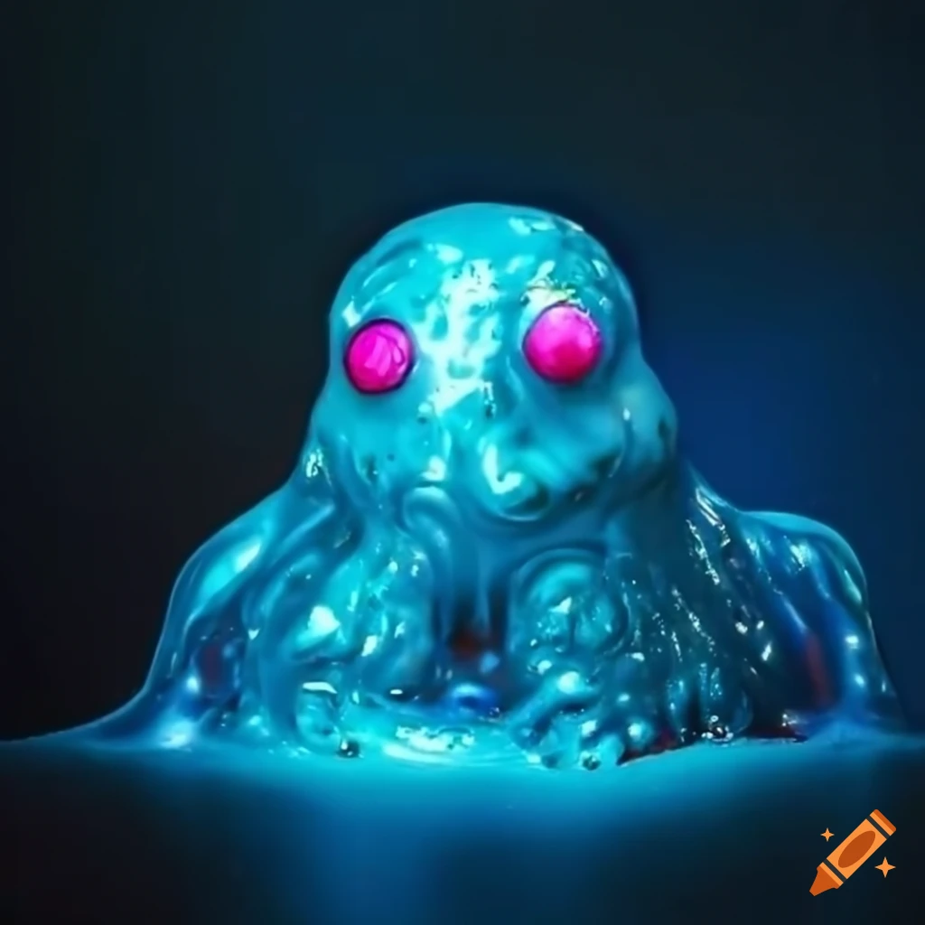 shiny and reflective slime blob monster