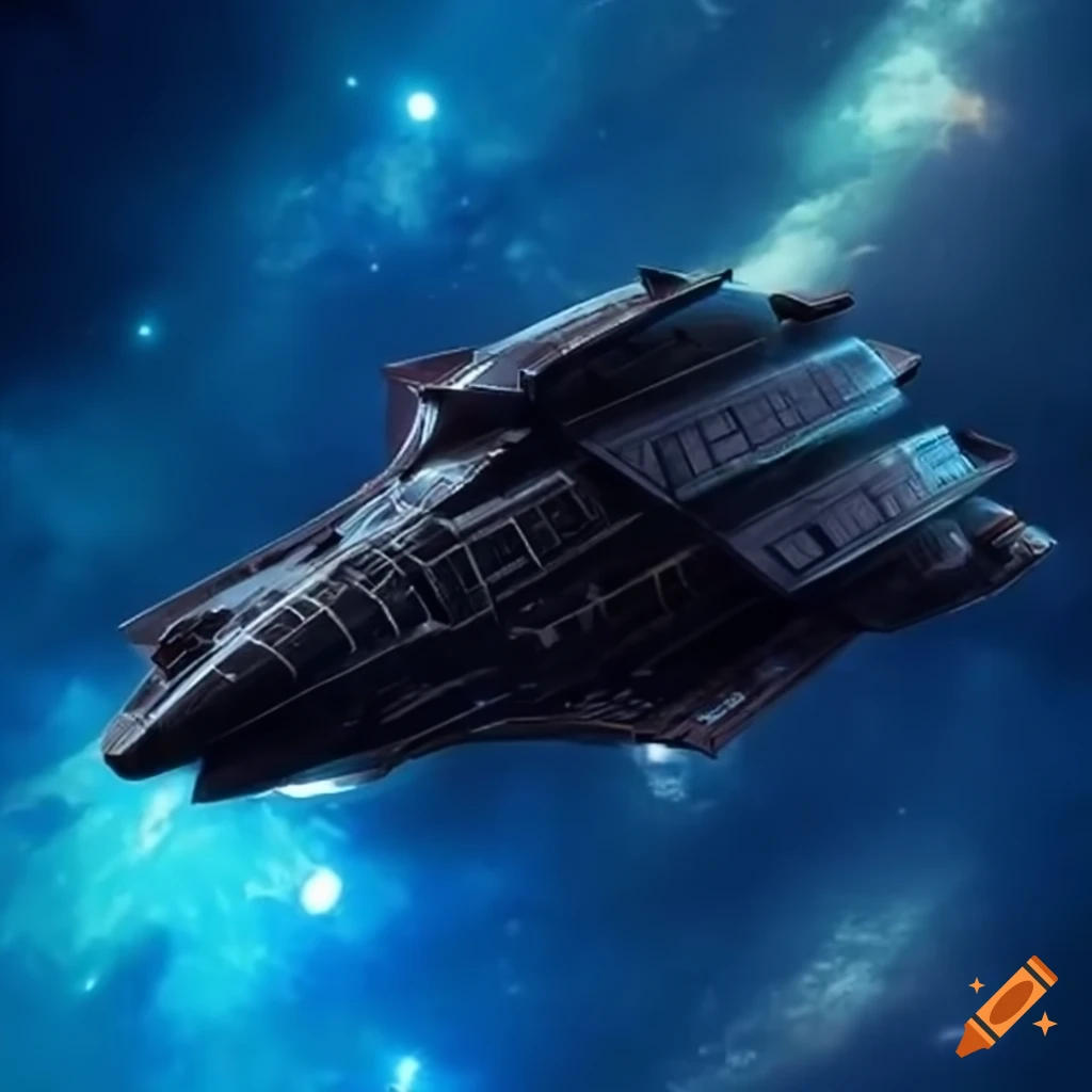 sci-fi starship soaring through space