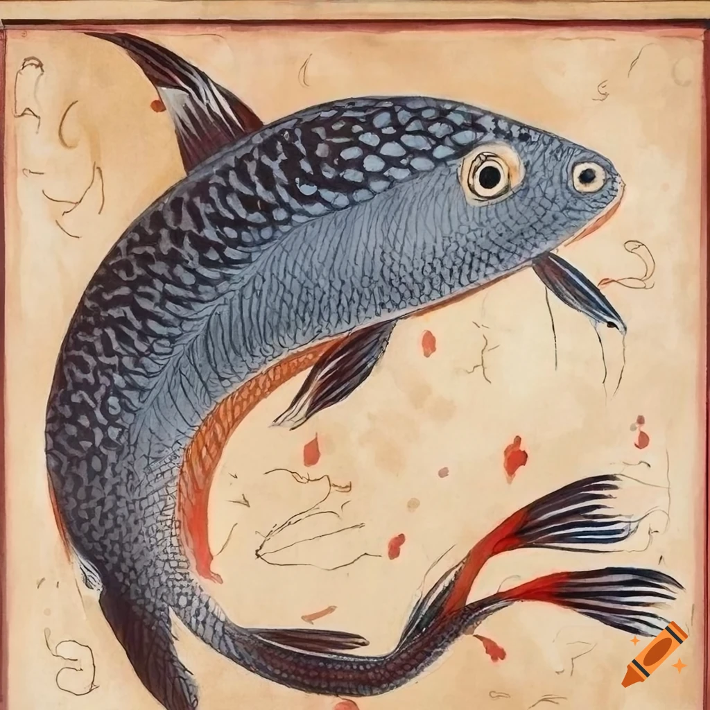 artistic composition with koi fish swimming against the tide