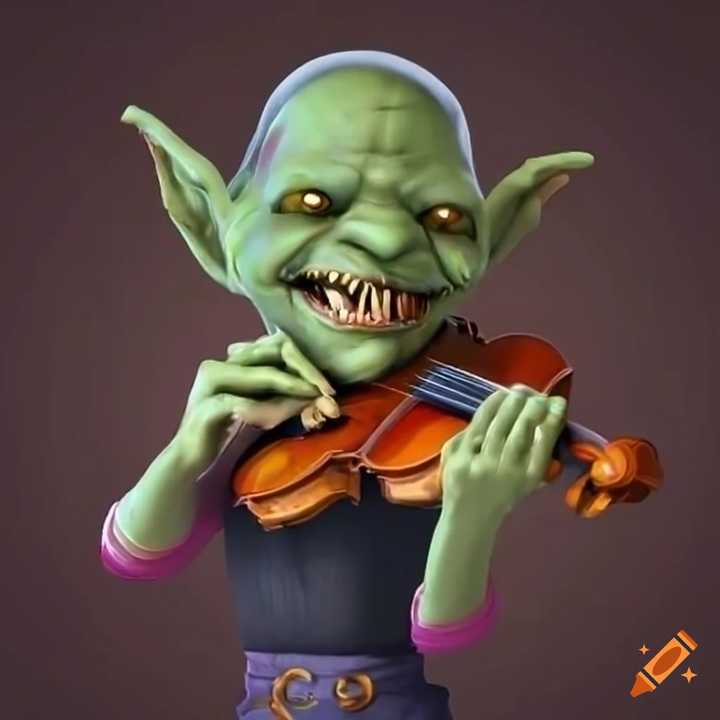 jovial goblin playing a violin