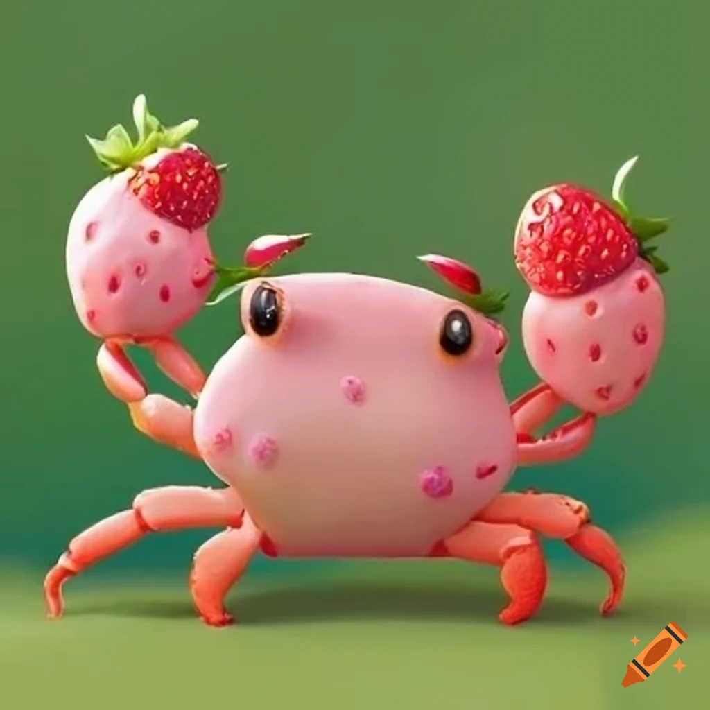 cute strawberry crab in a garden