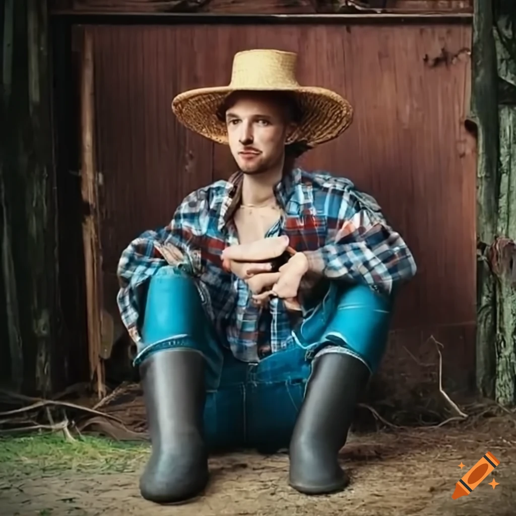 portrait of a guy in plaid shirt and denim overalls