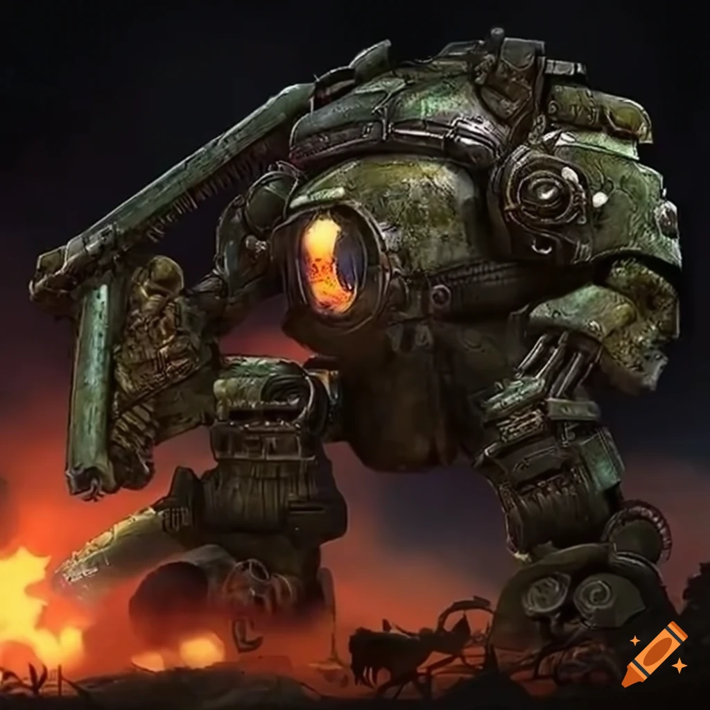 dieselpunk war machine with heavy artillery