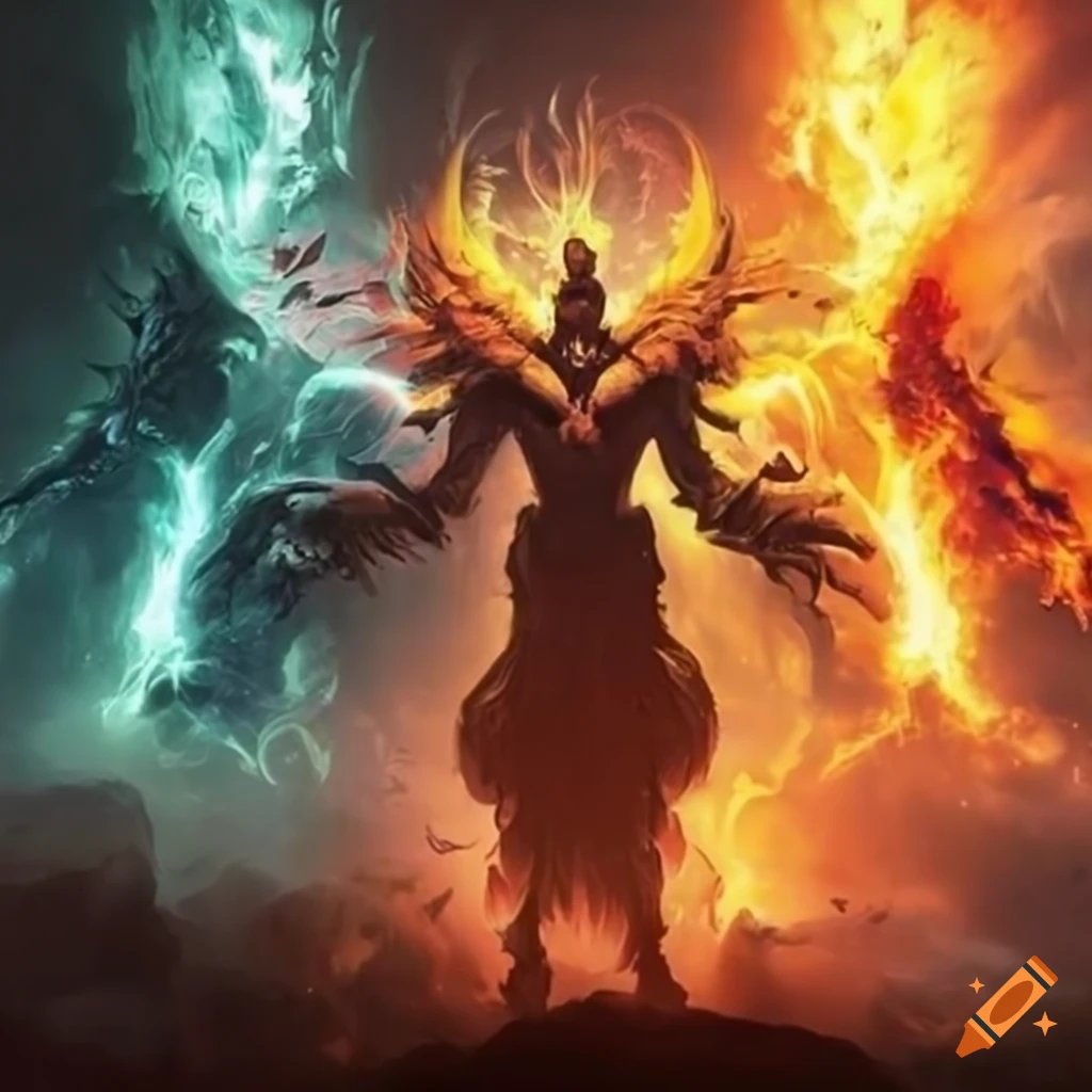 poster of elemental mages fighting against nature