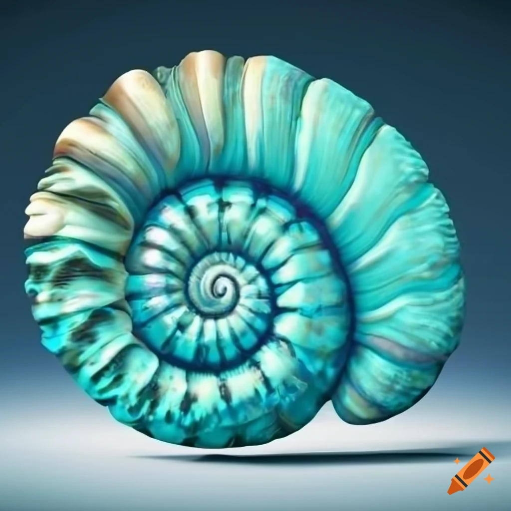 cartoon seashell with sparkling turquoise spiral