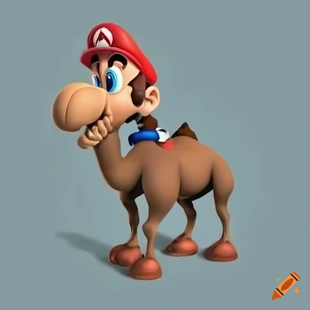 funny image of Mario riding a camel