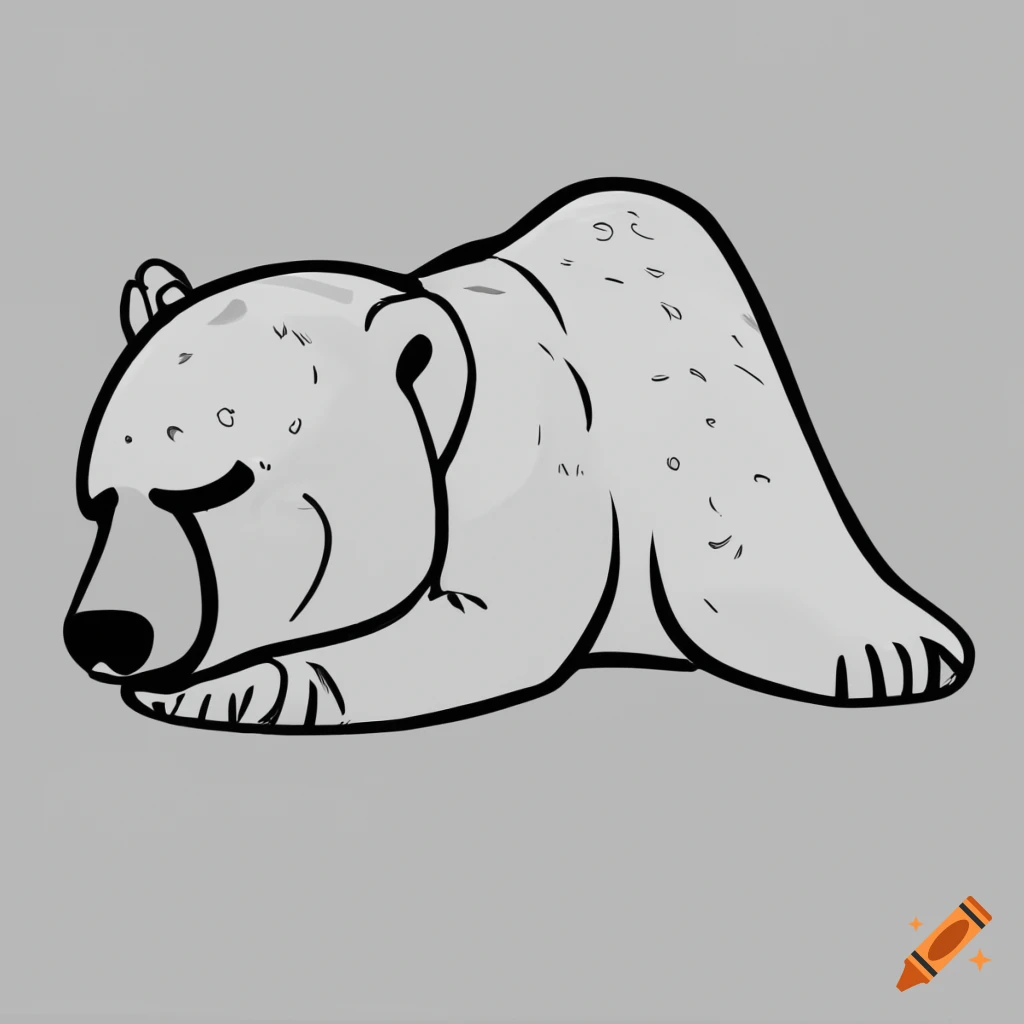 minimalist coloring page of a sleeping polar bear