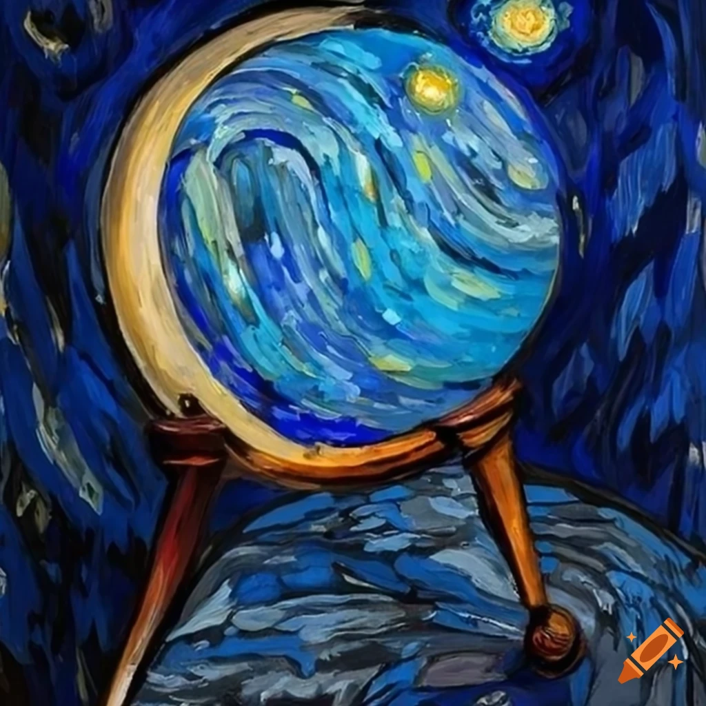globe with starry night painting design