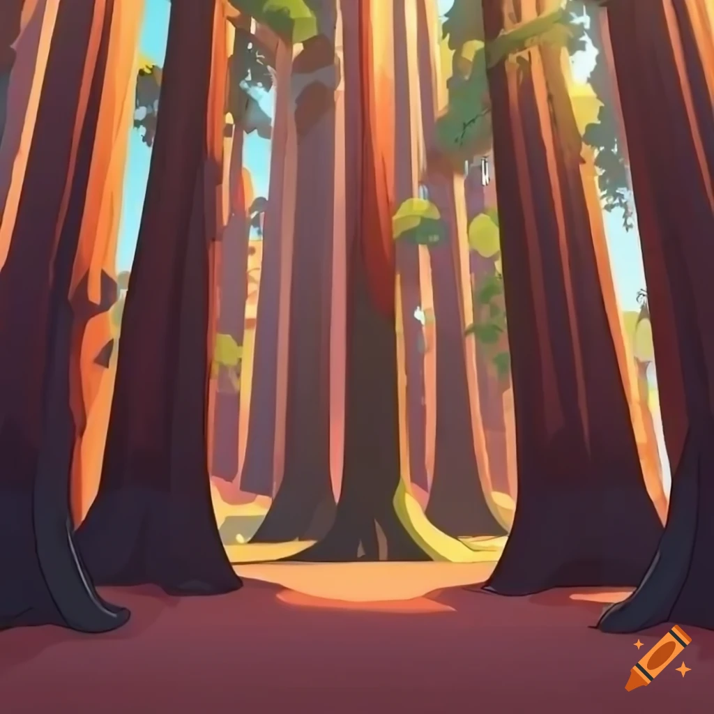 volumetric lighting in a redwood forest inspired by Steven Universe