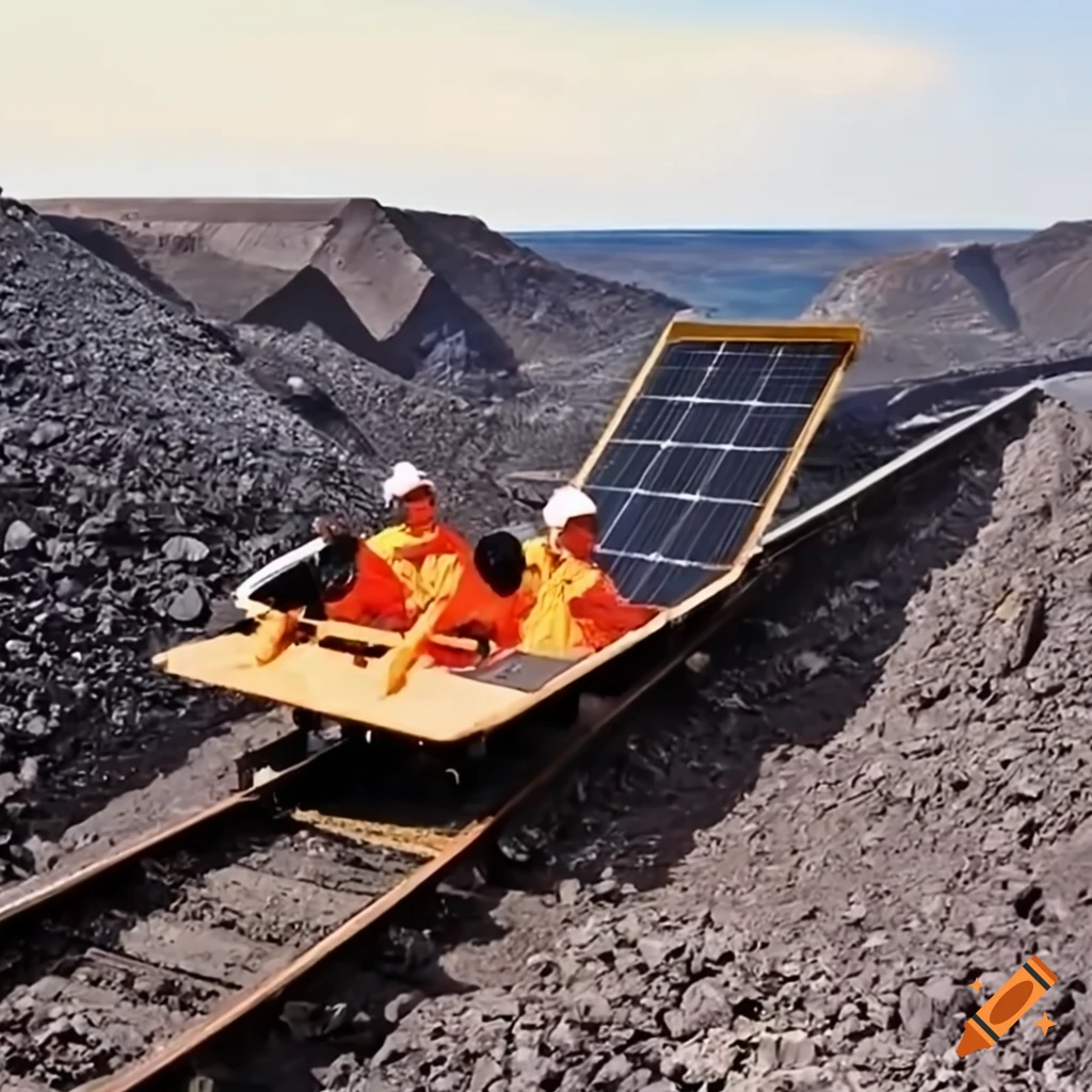solar-powered sledge in brown coal open pit