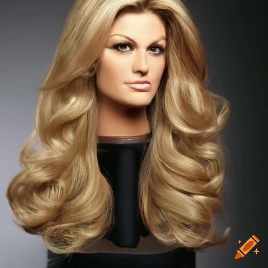 realistic hairstyling mannequin with long hair on a tripod