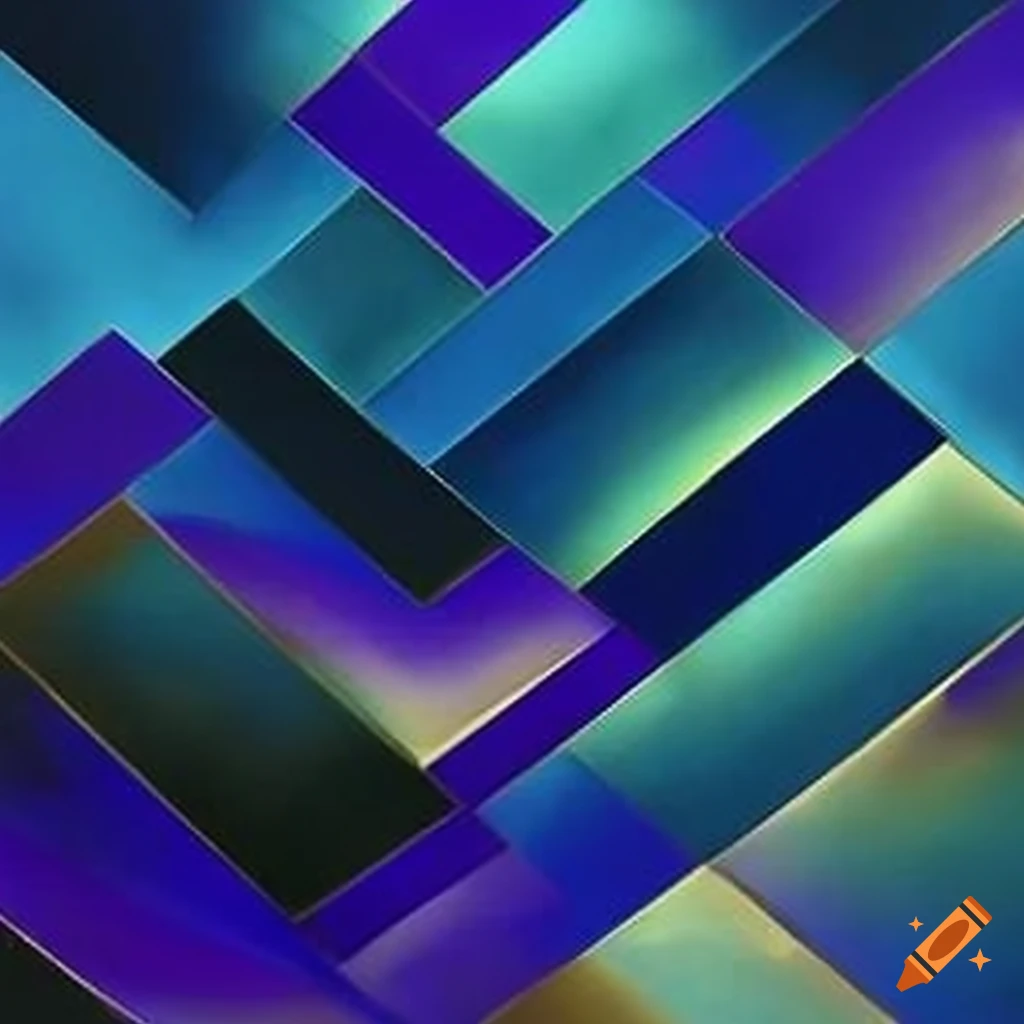 abstract artwork with azure, sapphire, periwinkle, and bronze colors