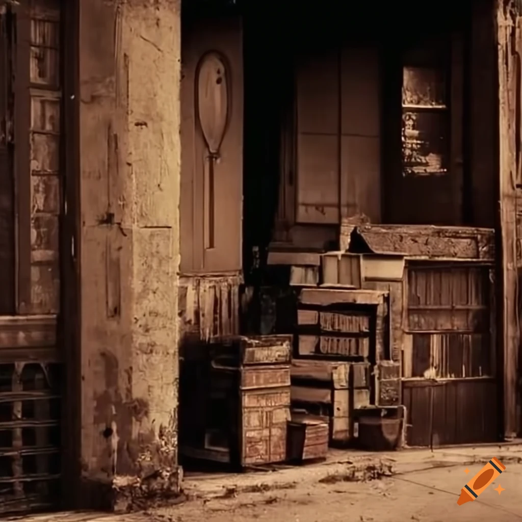 vintage train station with abandoned boxes