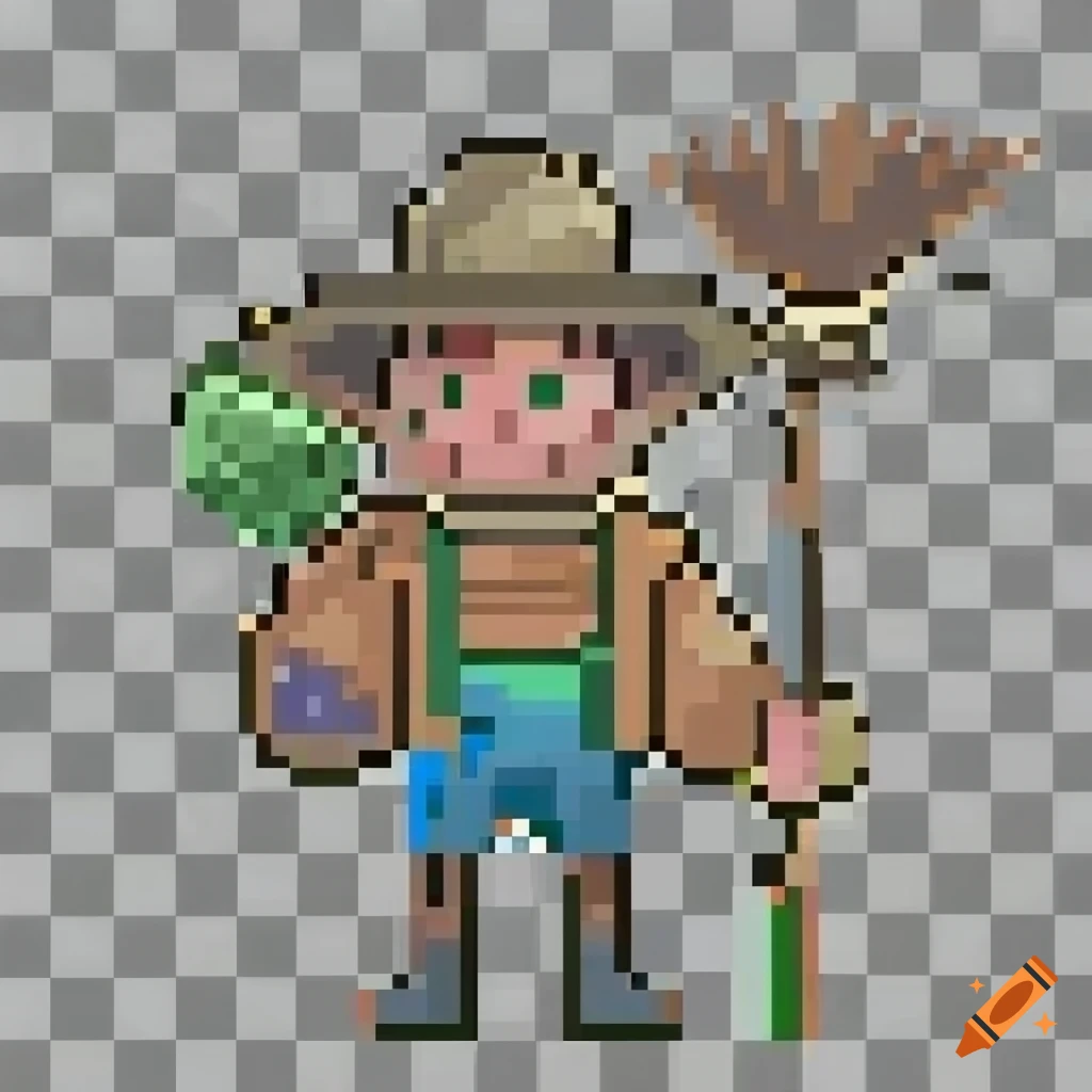 pixel art of a farmer character