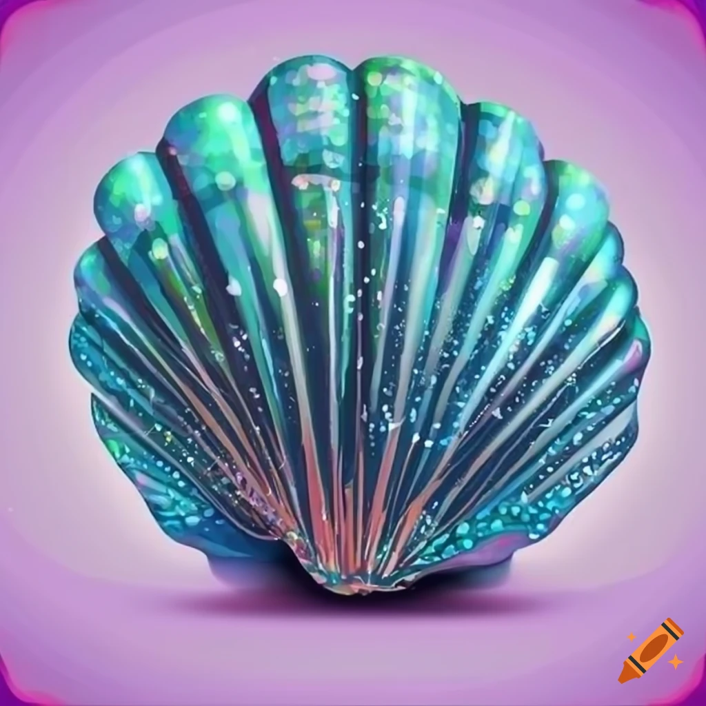 glittering seashell on white background