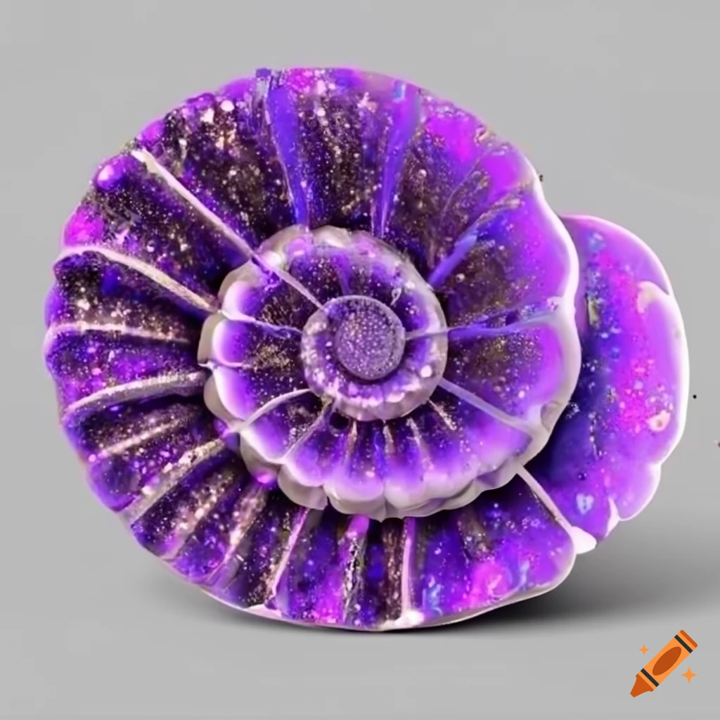 purple glittering seashell on white background