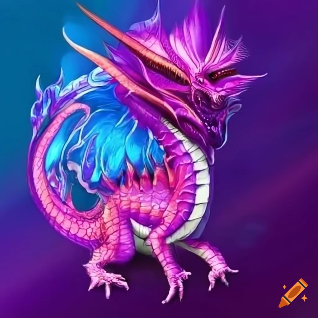 dragon in pink and purple colors