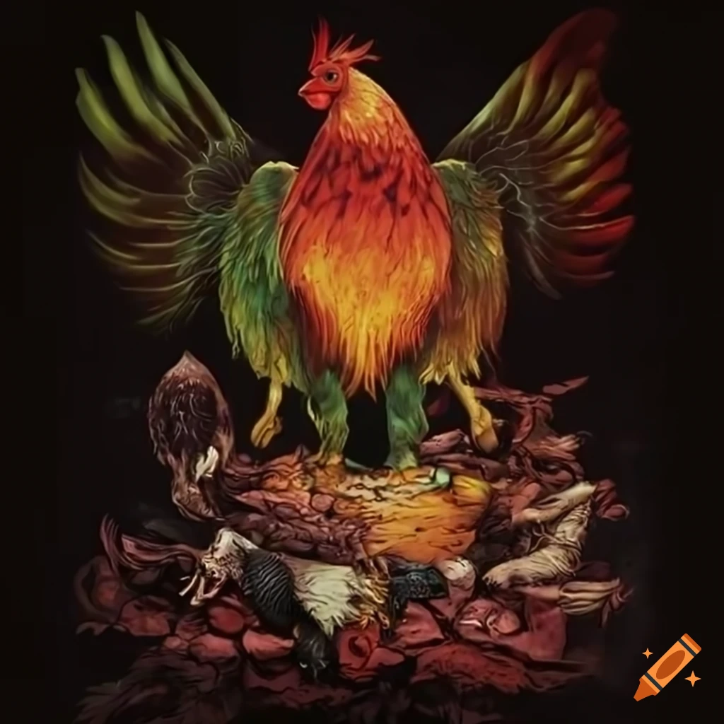 album cover featuring a fierce rooster