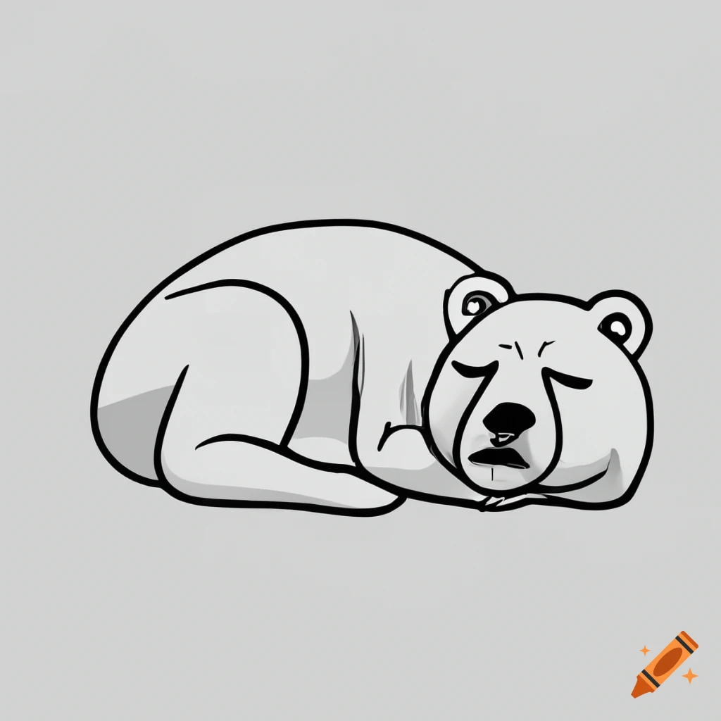 minimalist coloring page of a sleeping polar bear