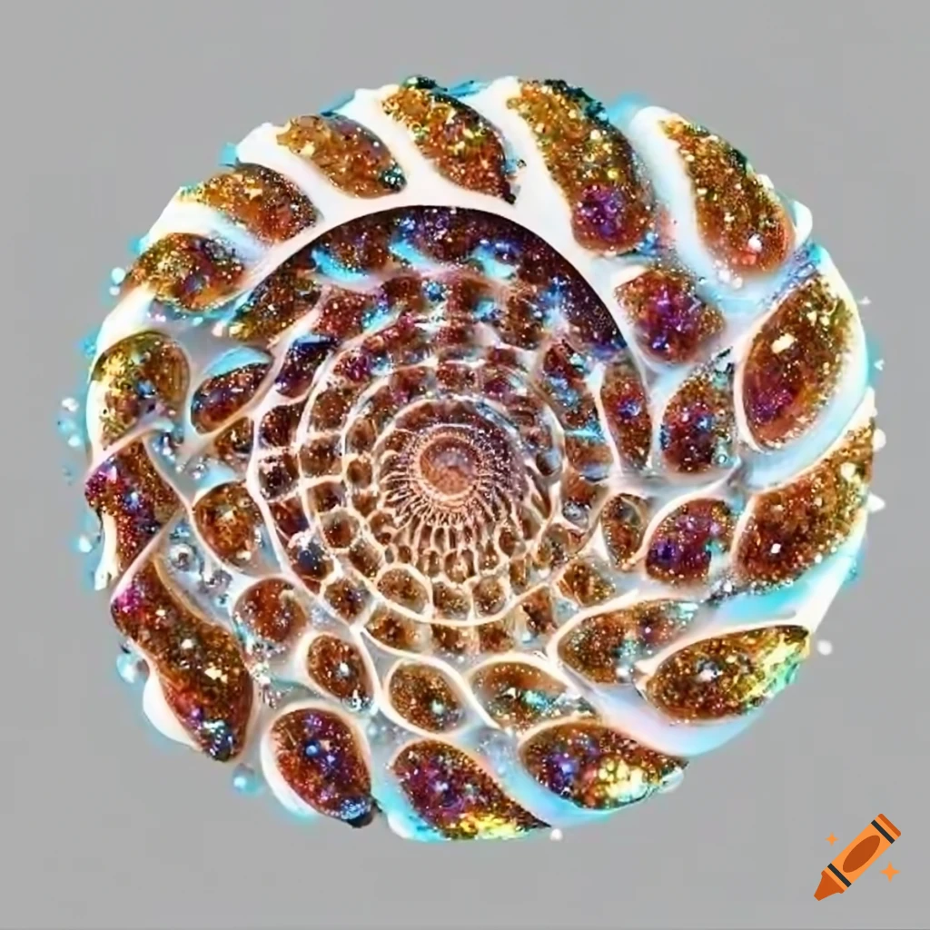 cartoon seashell with glitter on white background