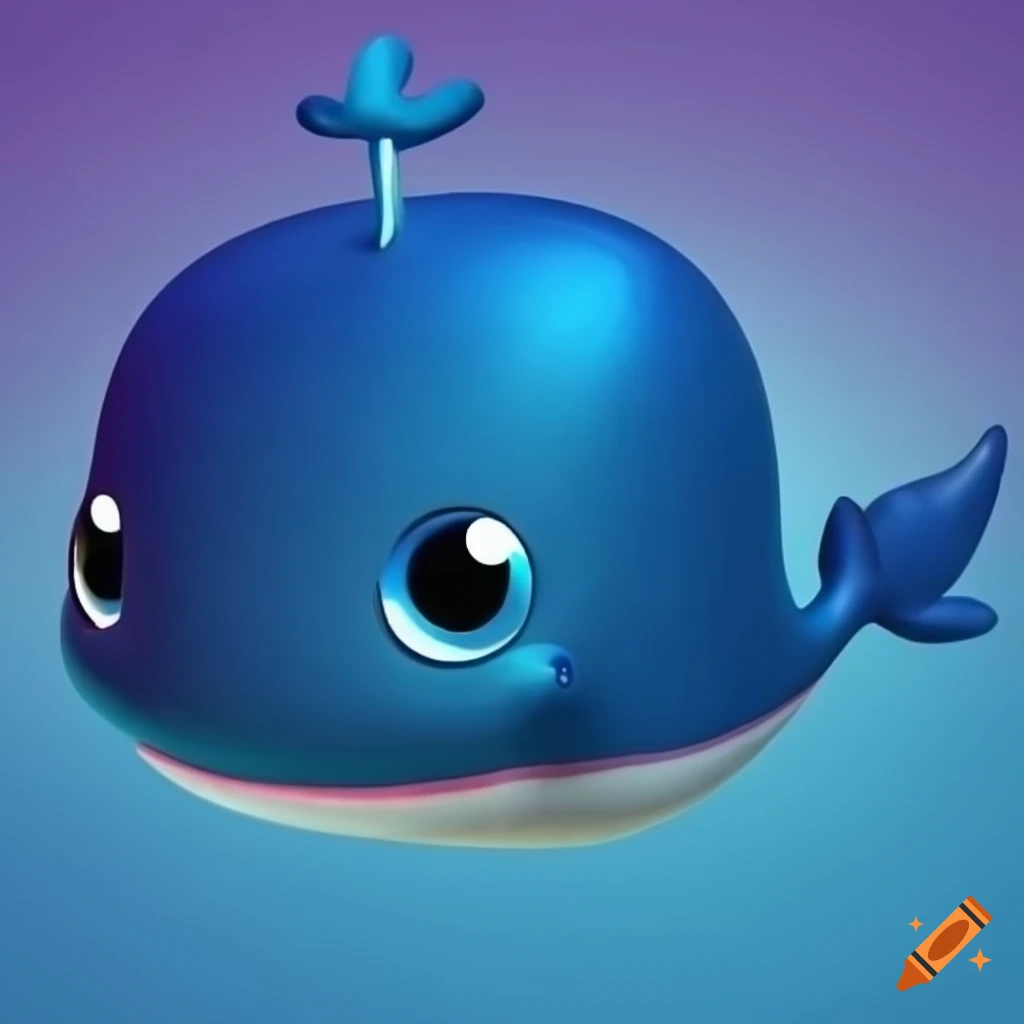 cute blue cartoon whale