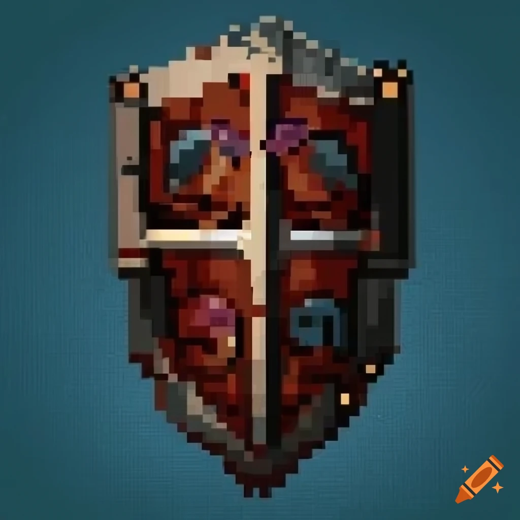 detailed pixel art of a shield