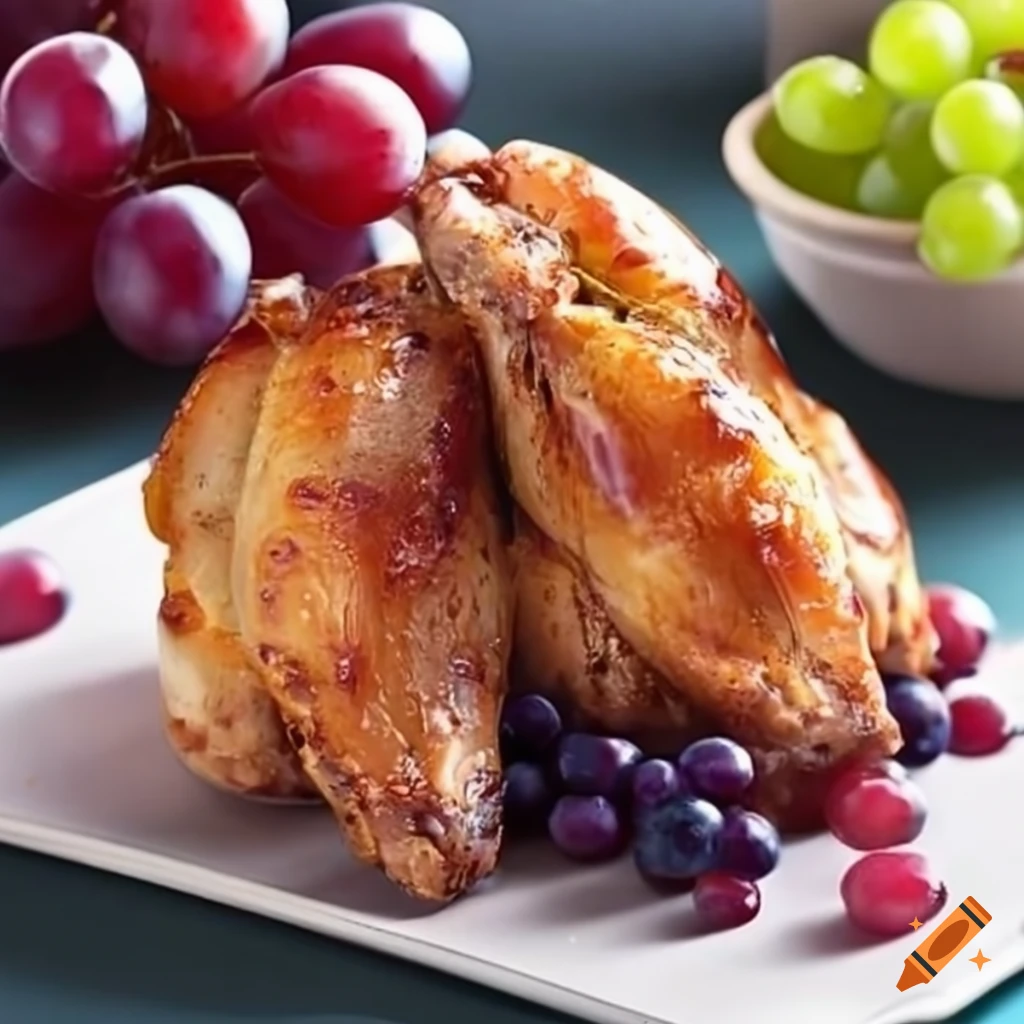 appetizing chicken wings with grapes